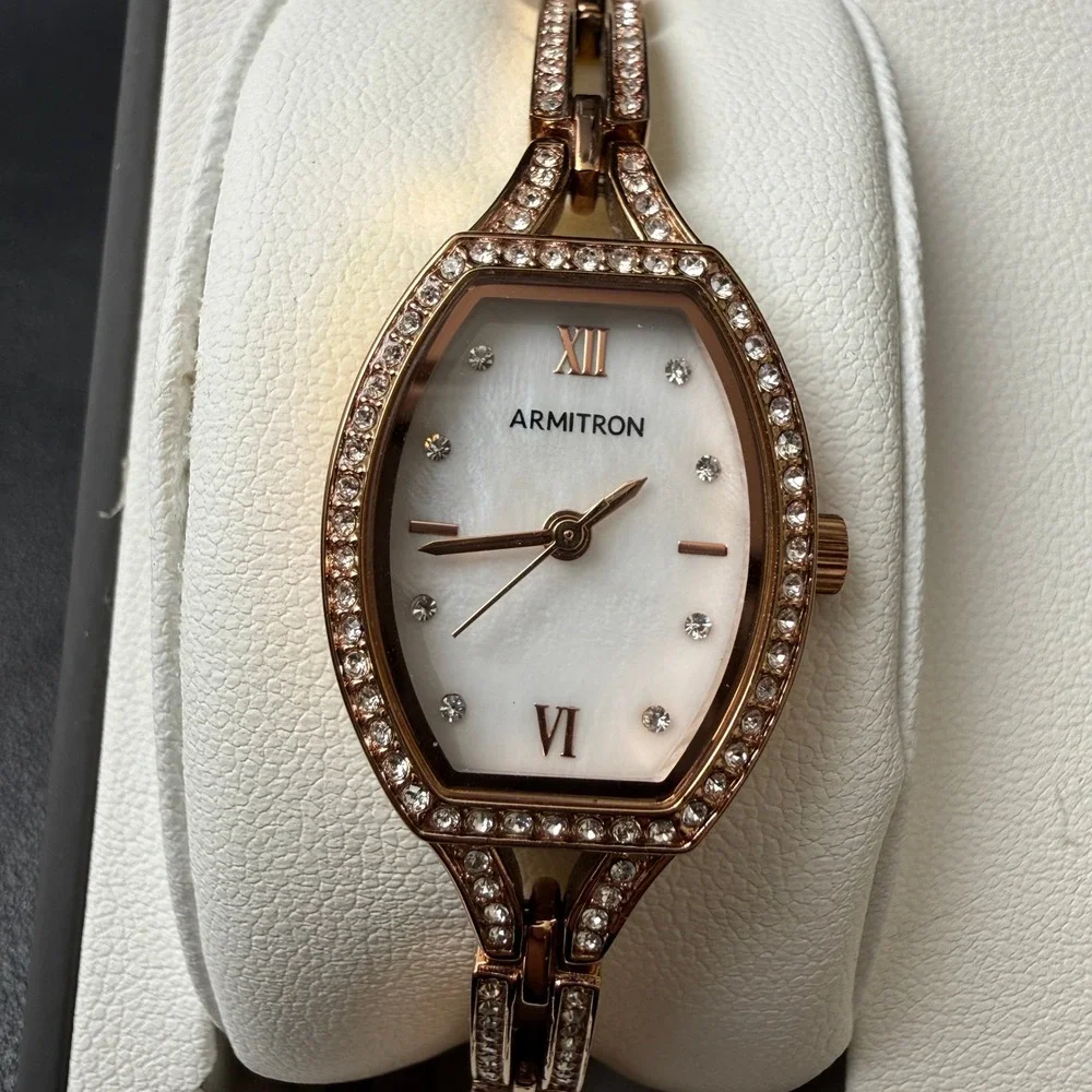 Armitron Women's 75/5902RG Crystal Accented‎ Rose Gold Watch New Battery